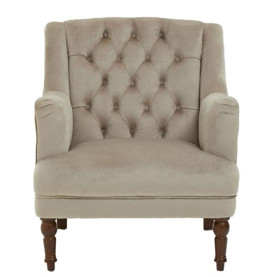 Lillie Velvet Upholstered Armchair In Mink_2