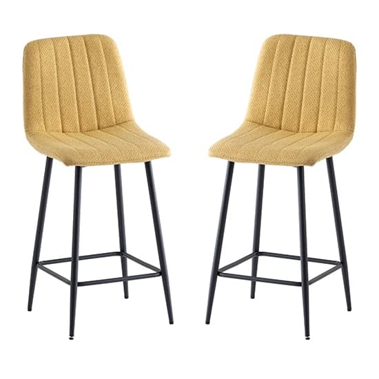 Lillie Yellow Fabric Counter Bar Stools In Pair_1
