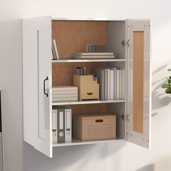 Lima High Gloss Wall Storage Cabinet With 2 Doors In White_2