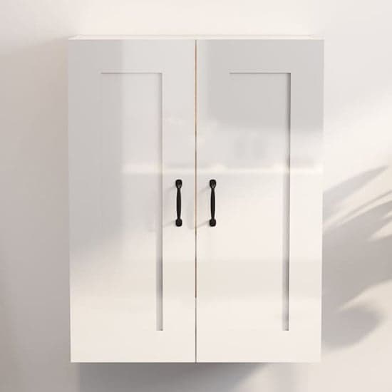 Lima High Gloss Wall Storage Cabinet With 2 Doors In White_1