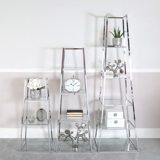 Lima Ladder Display Stand Small In Shiny Chrome Frame Furniture in