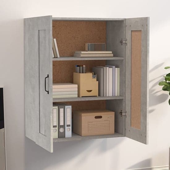 Lima Wooden Wall Storage Cabinet With 2 Door In Concrete Effect_2