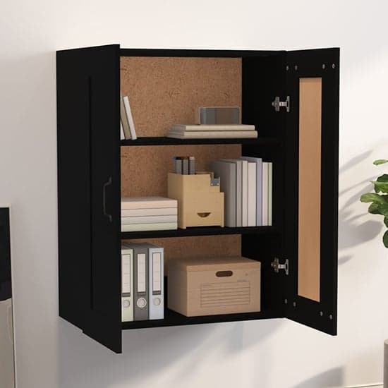 Lima Wooden Wall Storage Cabinet With 2 Doors In Black_2