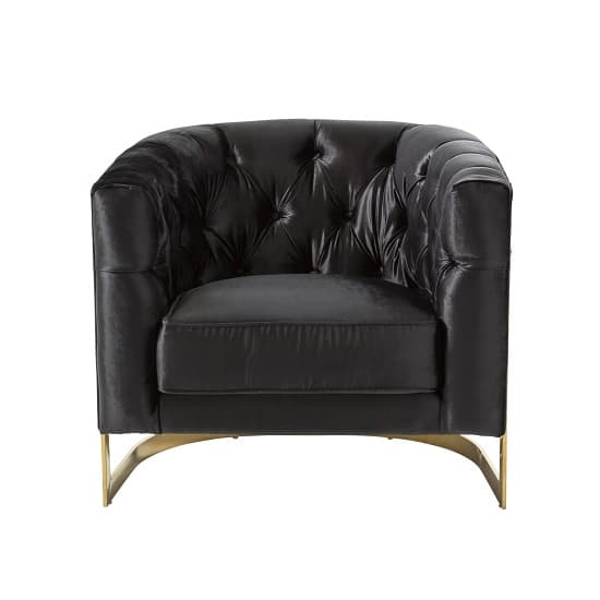 Lorman Velvet Accent Chair In Black With Gold Frame_2