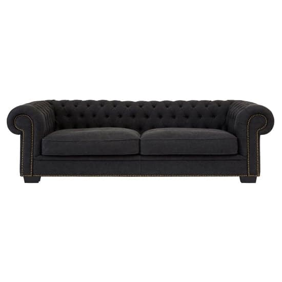 Lincolno Upholstered Fabric 3 Seater Sofa In Black_2