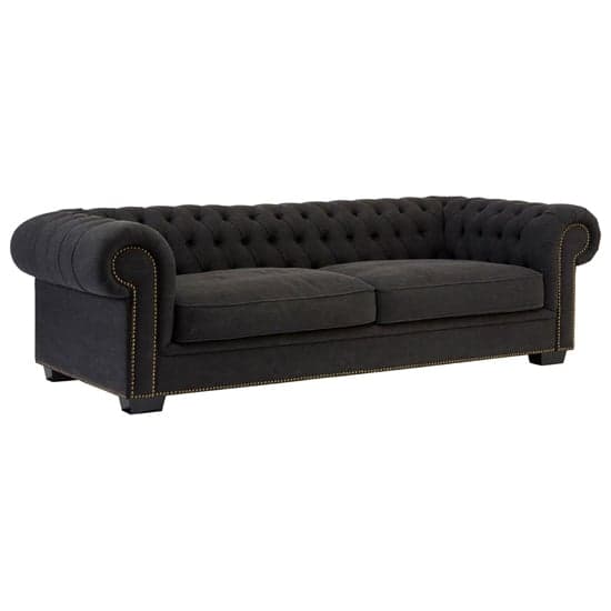 Lincolno Upholstered Fabric 3 Seater Sofa In Black_1