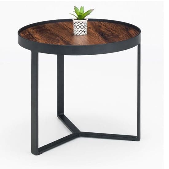 Lamis Wooden Lamp Table In Walnut With Black Metal Base_2