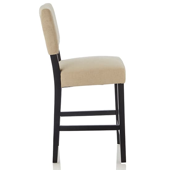 Linnot Cream Fabric Bar Stools With Black Legs In Pair Furniture in