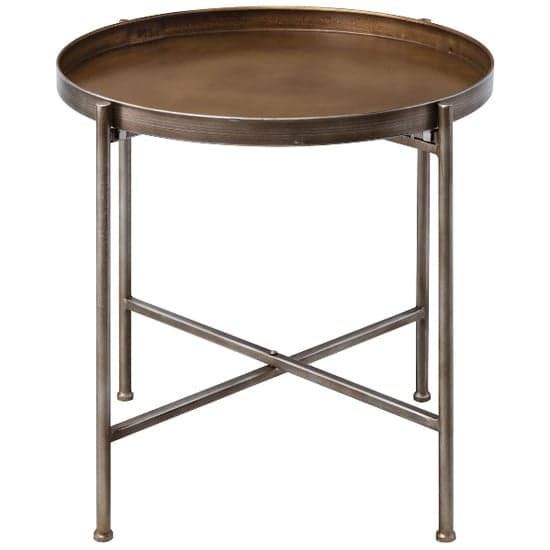 Linux Round Metal Tray Side Table In Bronze_3