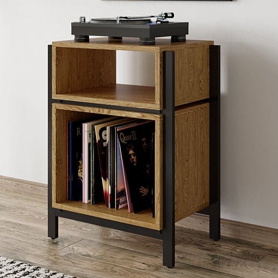 Linxi Wooden Turntable Stand In Oak Furniture in Fashion