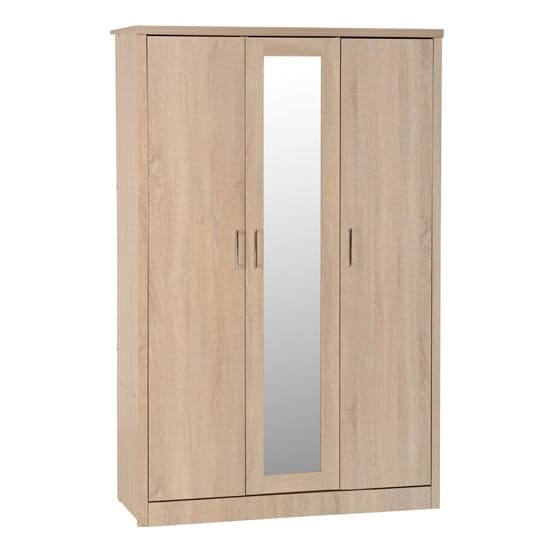 Laggan Mirrored Wardrobe  With 3 Doors In Light Oak Effect_1