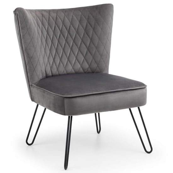 Lalette Velvet Bedroom Chair In Grey_2