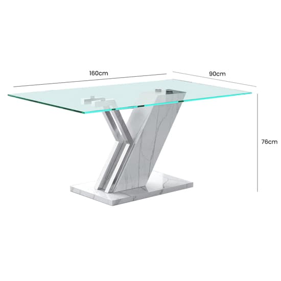 Lisle Glass Dining Table With White Marble Effect Wooden Frame_3