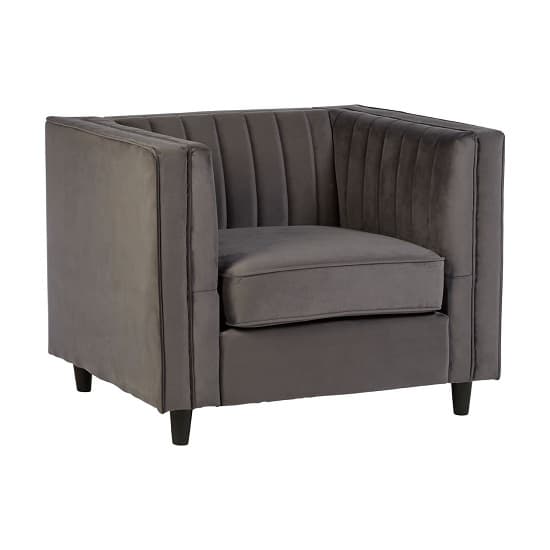 Lismore Upholstered Velvet Armchair In Grey