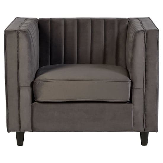 Lismore Upholstered Velvet Armchair In Grey_2