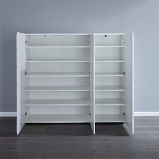 Aquila Large Wooden Shoe Storage In White High Gloss