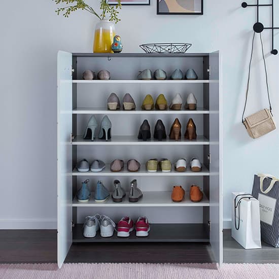 Aquila Shoe Cabinet In White High Gloss And Smoky Silver_3