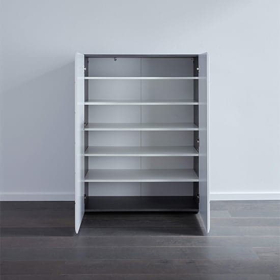 Aquila Shoe Cabinet In White High Gloss And Smoky Silver_4