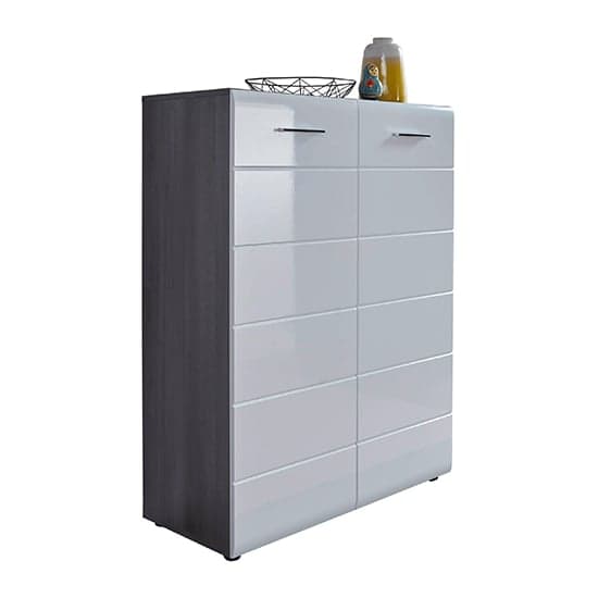 Aquila Shoe Cabinet In White High Gloss And Smoky Silver_6