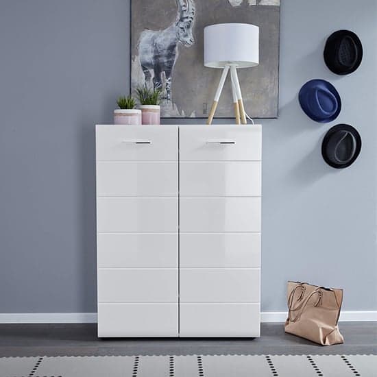 Aquila Wooden Shoe Storage Cabinet In White High Gloss_1