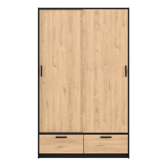Liston Wooden Wardrobe 2 Doors 2 Drawers In Black And Oak_3