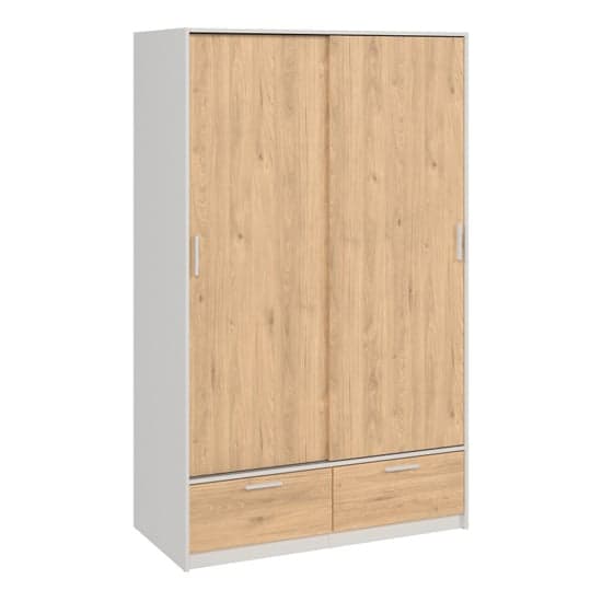Liston Wooden Wardrobe 2 Doors 2 Drawers In White And Oak_2