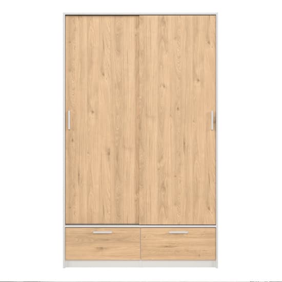Liston Wooden Wardrobe 2 Doors 2 Drawers In White And Oak_3