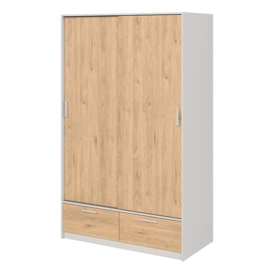 Liston Wooden Wardrobe 2 Doors 2 Drawers In White And Oak_4