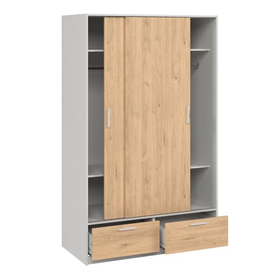 Liston Wooden Wardrobe 2 Doors 2 Drawers In White And Oak_5