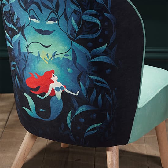 Little Mermaid Fabric Childrens Accent Chair In Green_4