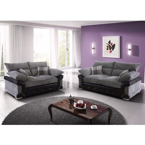 Litzy Fabric 2 Seater Sofa In Black And Grey_4
