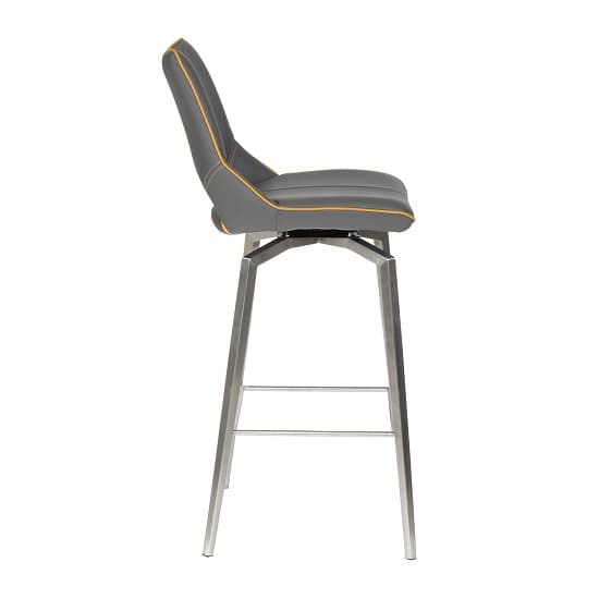 Mosul Bar Chair In Graphite Grey And Brushed Steel Legs_3