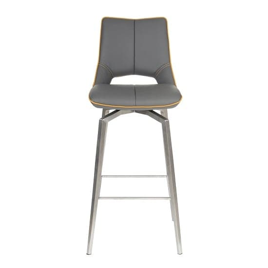 Mosul Bar Chair In Graphite Grey And Brushed Steel Legs