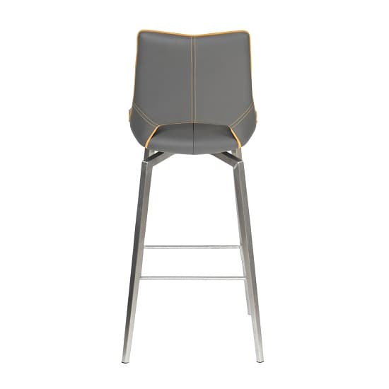 Mosul Bar Chair In Graphite Grey And Brushed Steel Legs_5