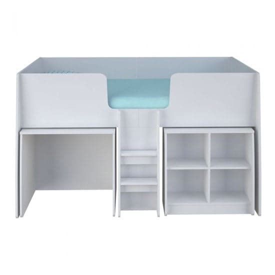 Loft Station Kids Single Bed In White With Desk And Bookcase_2