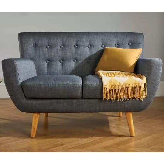 Lofting Fabric 2 Seater Sofa With Wooden Legs In Grey_2