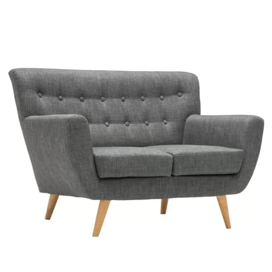Lofting Fabric 2 Seater Sofa With Wooden Legs In Grey_3