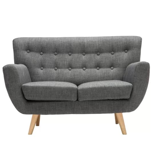 Lofting Fabric 2 Seater Sofa With Wooden Legs In Grey_4