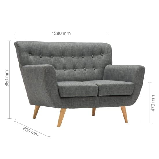 Lofting Fabric 2 Seater Sofa With Wooden Legs In Grey_5