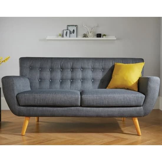 Lofting Fabric 3 Seater Sofa With Wooden Legs In Grey_2