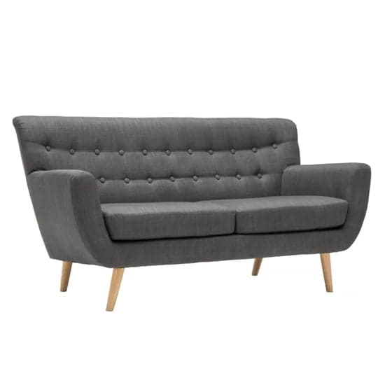 Lofting Fabric 3 Seater Sofa With Wooden Legs In Grey_3