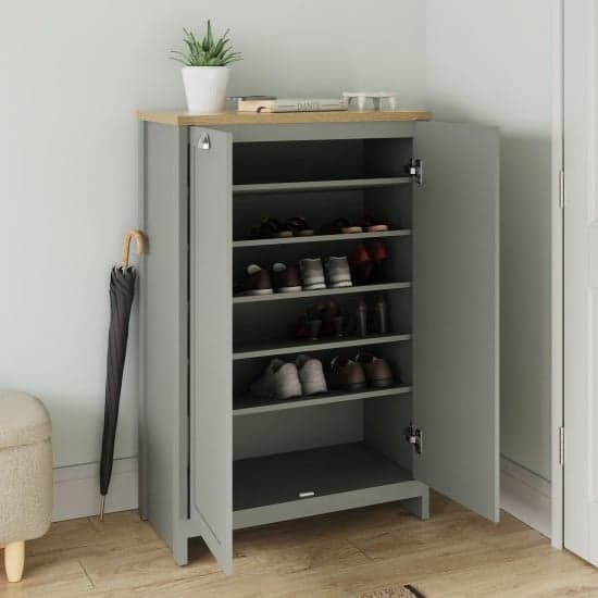 Loftus Wooden Shoe Storage Cabinet With 2 Doors In Grey_6