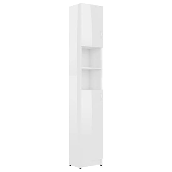 Logan High Gloss Bathroom Storage Cabinet With 2 Doors In White_3