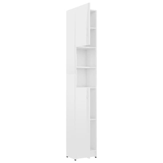 Logan High Gloss Bathroom Storage Cabinet With 2 Doors In White_4