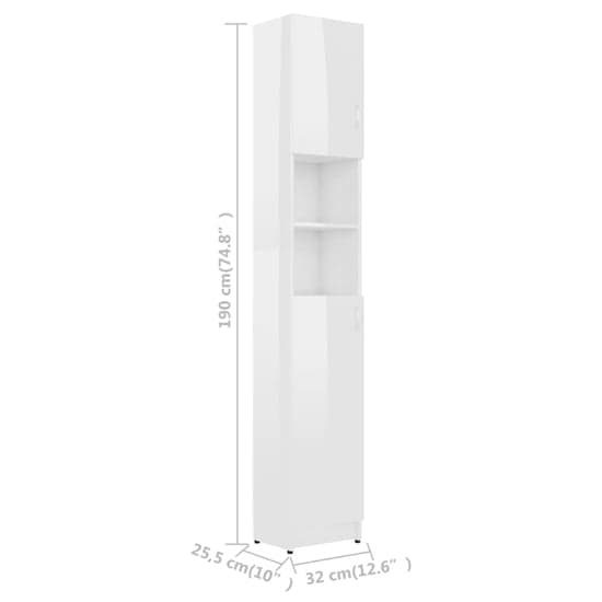 Logan High Gloss Bathroom Storage Cabinet With 2 Doors In White_6