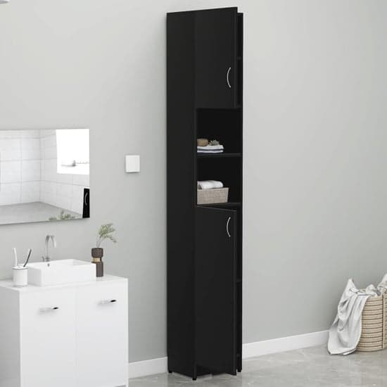 Logan Wooden Bathroom Storage Cabinet With 2 Doors In Black_2