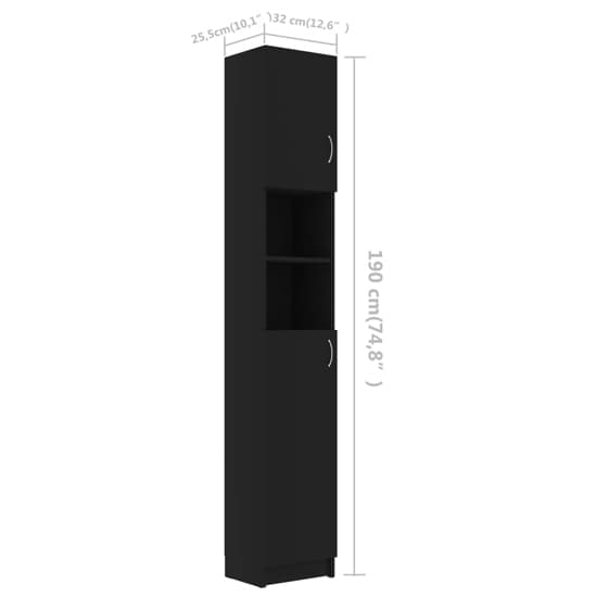 Logan Wooden Bathroom Storage Cabinet With 2 Doors In Black_6