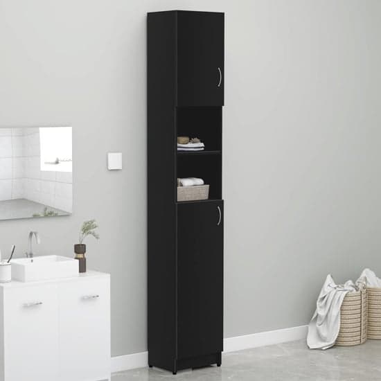 Logan Wooden Bathroom Storage Cabinet With 2 Doors In Black_1