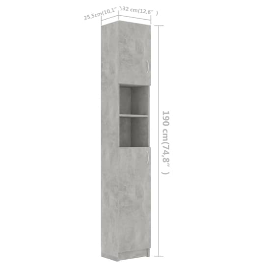 Logan Wooden Bathroom Storage Cabinet In Concrete Effect_6