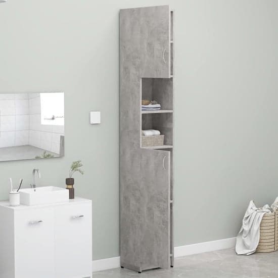 Logan Wooden Bathroom Storage Cabinet In Concrete Effect_2